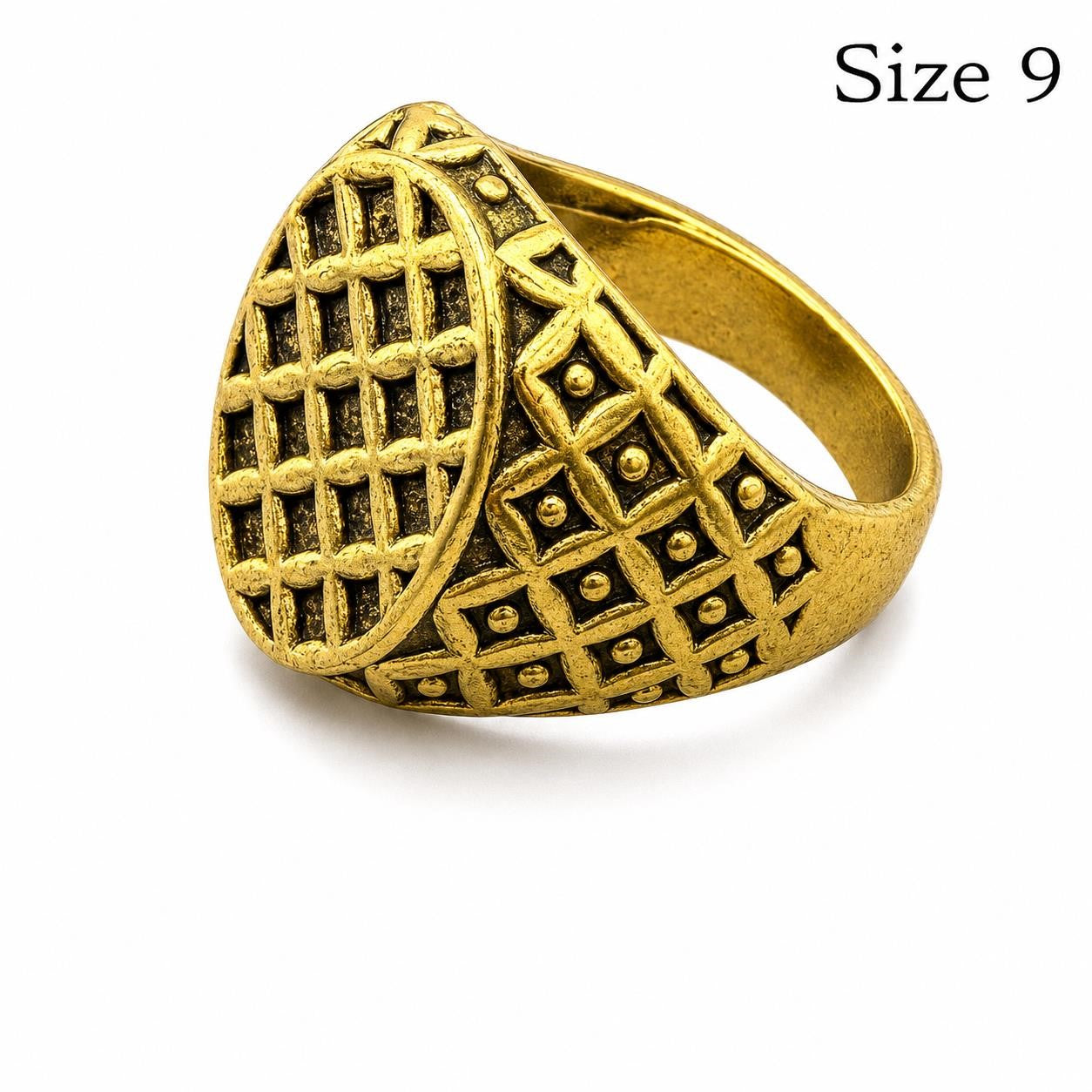 Men's gold tone ring in size 9 with a sleek, polished design from Republic Mercantile.