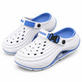 Fashion brand thick-soled elevated casual beach Crocs slides in size 13.5-14 with comfortable design and stylish appearance.