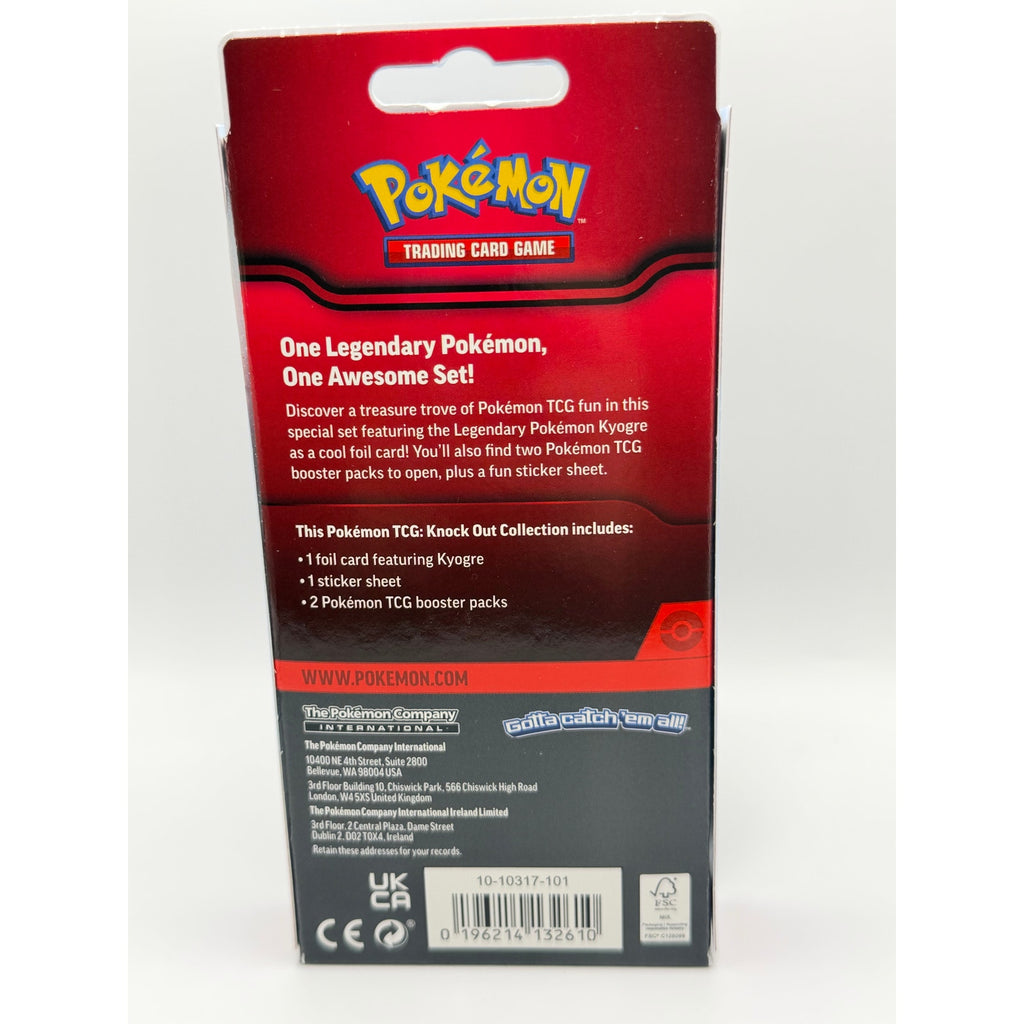 Unopened 2026 Pokémon Knockout Collection box featuring Kyogre, with colorful packaging and Pokémon branding.