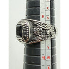 Men’s silver and black US Army signet ring in size 10, featuring engraved military insignia, by Republic Mercantile.