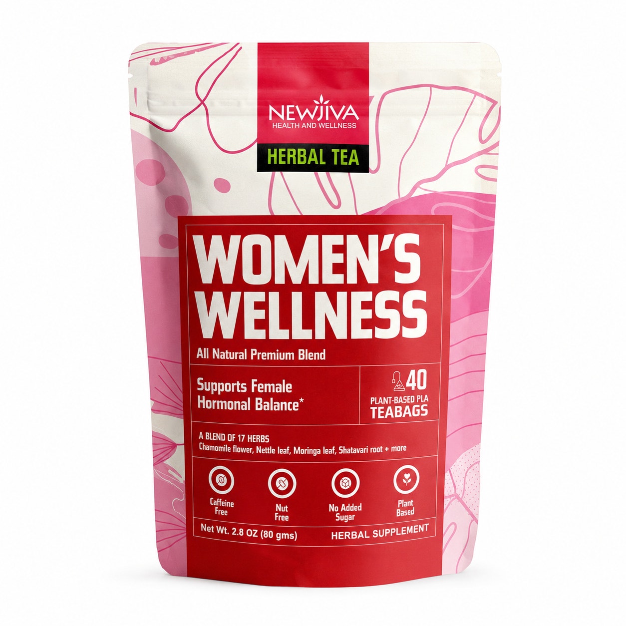 NewJiva Women's Wellness Herbal Tea 40 count 2.8 oz