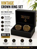 Set of 2 gold tone men's rings in size 7.5 from Republic Mercantile, featuring sleek design and polished finish.