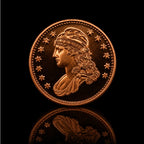 Shiny .999 fine copper collectible coin featuring Liberty Head design, issued by Republic Mercantile.