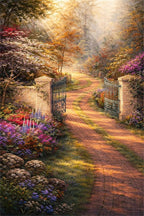Three luminous garden art prints in 8x10 inch size, displayed in portfolio folders, showcasing the Morning Light series by Republic Mercantile.