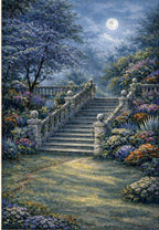 Three luminous garden art prints featuring moonlight scenes in 8x10 inch size, displayed in portfolio folders by Republic Mercantile.