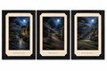 Three luminous garden art prints featuring moonlight scenes in 8x10 inch size, stored in portfolio folders by Republic Mercantile.