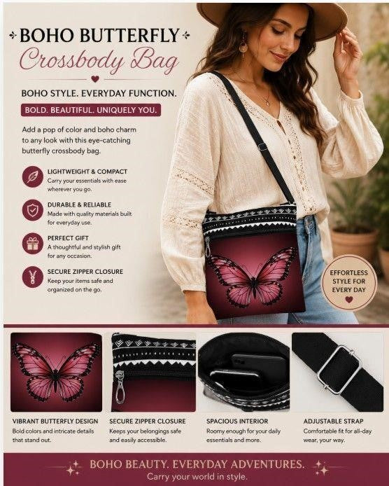 Crossbody Bag with Strap 7.5" x 9.5"