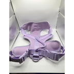 Purple Vibrant Life dog harness in size large, showing padded straps and adjustable buckles on a clean background.