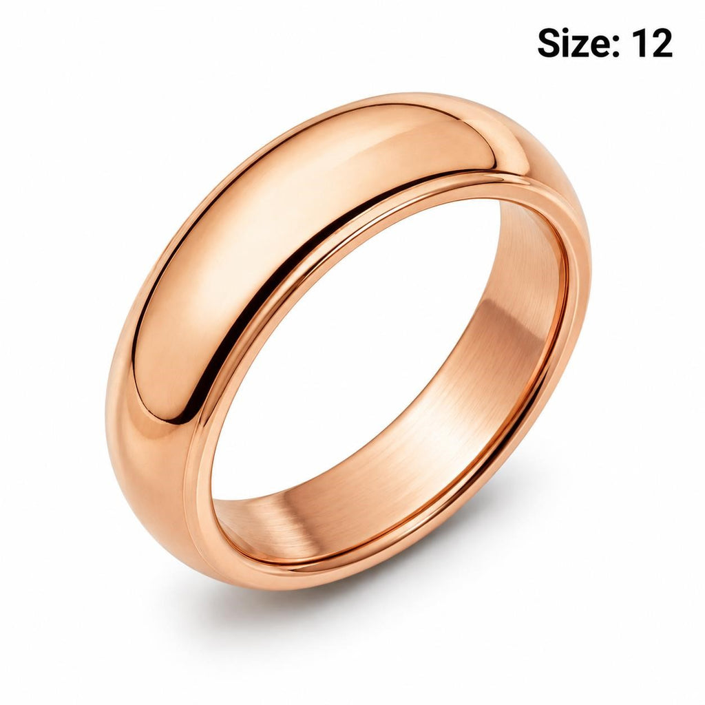 Men's rose gold stainless steel ring in size 12 with a smooth, polished finish, stylish jewelry by Republic Mercantile