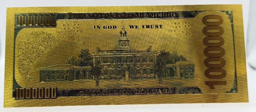 Gold note featuring Jesus Christ design from Republic Mercantile, showcasing intricate details on a novelty collectible note.