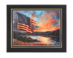 12x16 inch canvas art print of USA map with 16x20 mat, by Republic Mercantile, featuring detailed patriotic design in a portfolio.