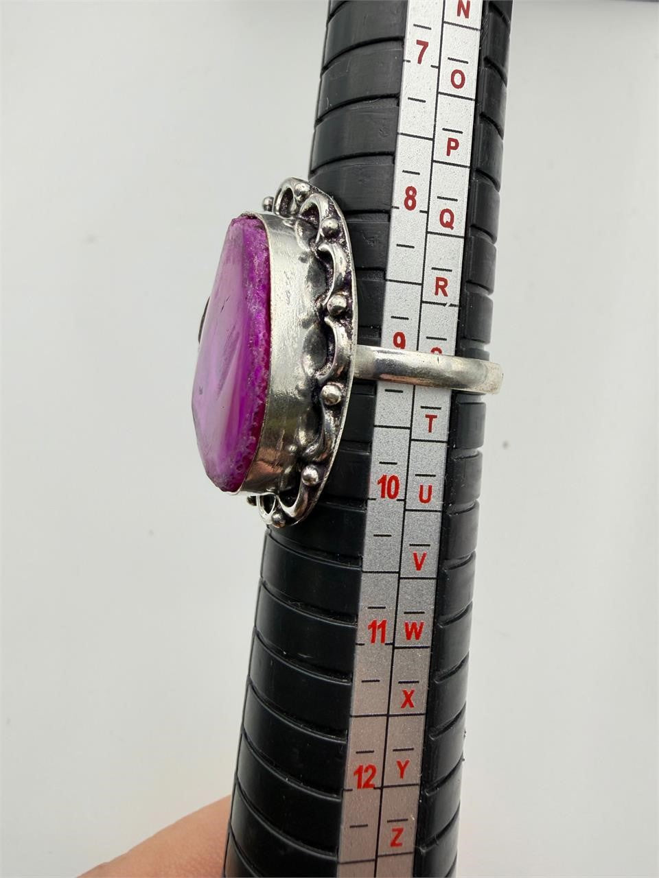 Sterling silver women's ring featuring a vibrant fuchsia dyed agate stone, size 9, from Republic Mercantile.