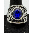 Men's US Air Force signet ring in silver and blue, size 12, featuring military insignia and detailed craftsmanship.