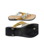Bejeweled women's gold sandals by Republic Mercantile with bling detail, size US 9, featuring glamorous strap design.