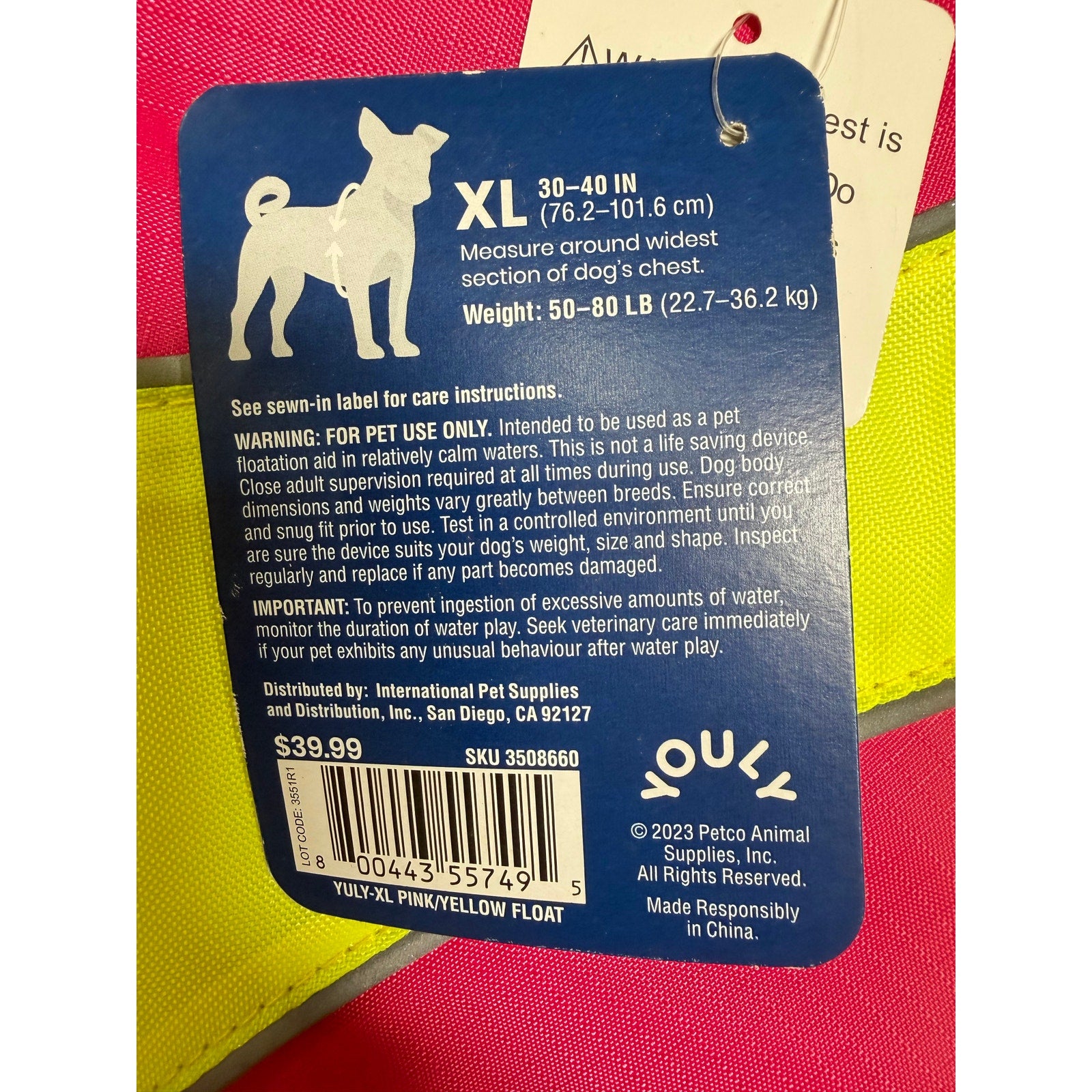 Youly Dog Flotation Vest Size: XL