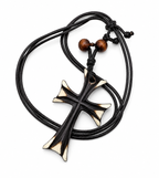 Leather rope chain cross necklace by Republic Mercantile featuring a silver-tone cross pendant on a durable leather cord.