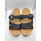 FME Comfort Slide Sandals in black with buckle details, size 7, displayed on a neutral background.