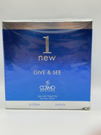 Cosmo 1 New Give & See men's fragrance bottle with sleek design and minimalist label on a white background.