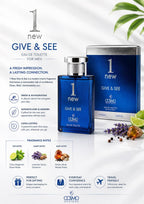 Cosmo 1 New Give & See men's fragrance bottle with sleek design and modern branding, displayed on a neutral background.