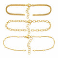 Set of three gold tone chain bracelets from Republic Mercantile featuring layered links and stylish jewelry design.