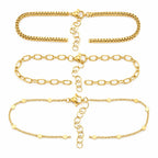 Set of three gold tone chain bracelets from Republic Mercantile featuring layered links and stylish jewelry design.