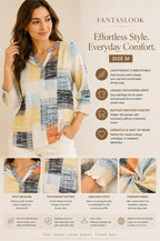 Fantaslook blouse with 3/4 ruffled sleeves in size M, featuring a stylish and flowy design perfect for casual or dressy wear.