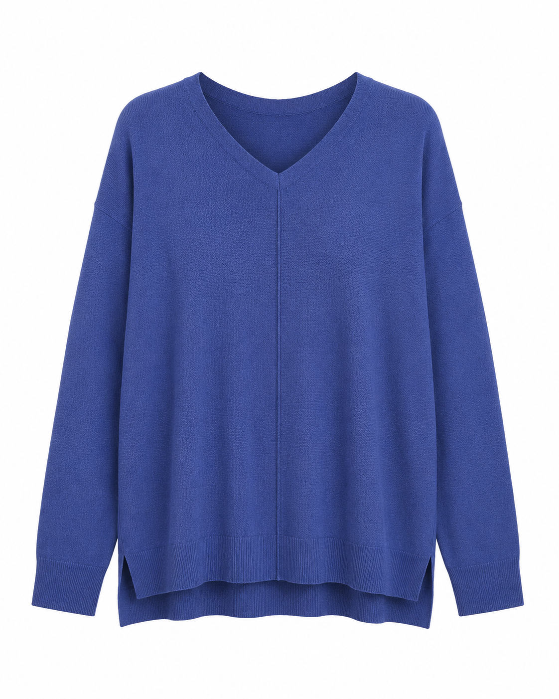 Moshu long sleeve V-neck wool blouse in size L, featuring a fitted silhouette and classic design for casual or office wear.