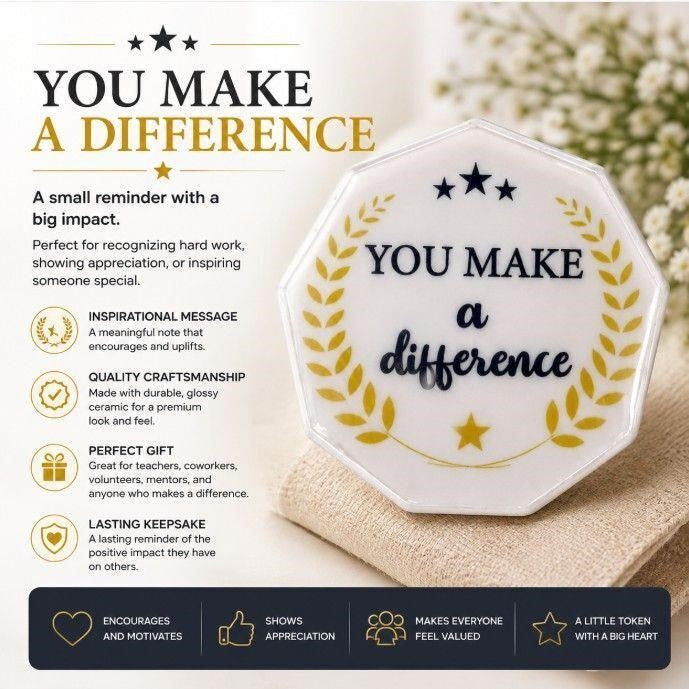 2.5 inch acrylic award with engraved inscription "You Make a Difference" by Republic Mercantile, featuring a clear, polished design.