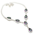 Mystic Topaz Pear Gemstone Handmade 925 Sterling Silver Plated Jewelry Necklace
