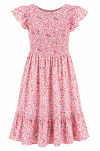 AllegraK floral print midi dress in XS size, featuring a flowy design with vibrant flower patterns on lightweight fabric.