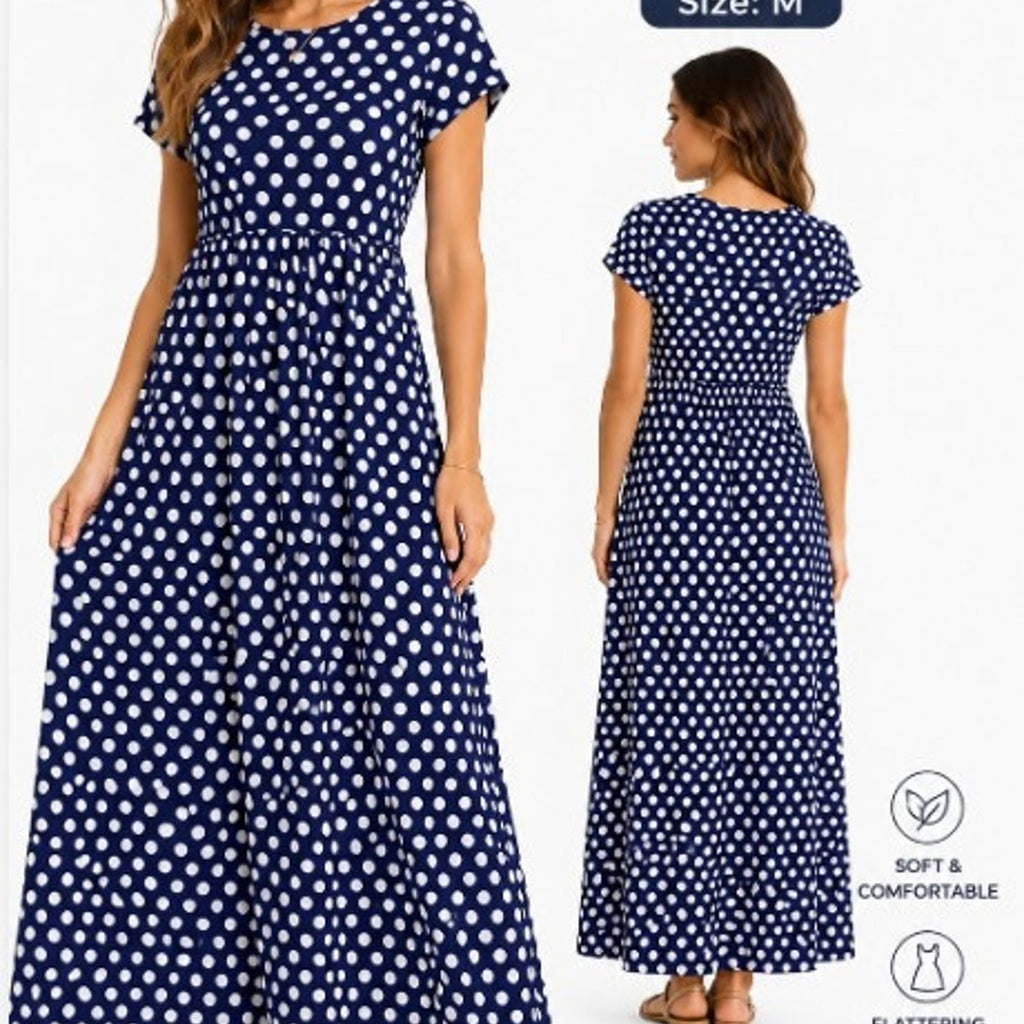 Mengpipi Women's Polka Dot Maxi Dress - Size: M