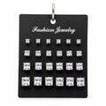 12 pairs of square rhinestone earrings by Republic Mercantile, showcasing sparkling jewelry with geometric design.