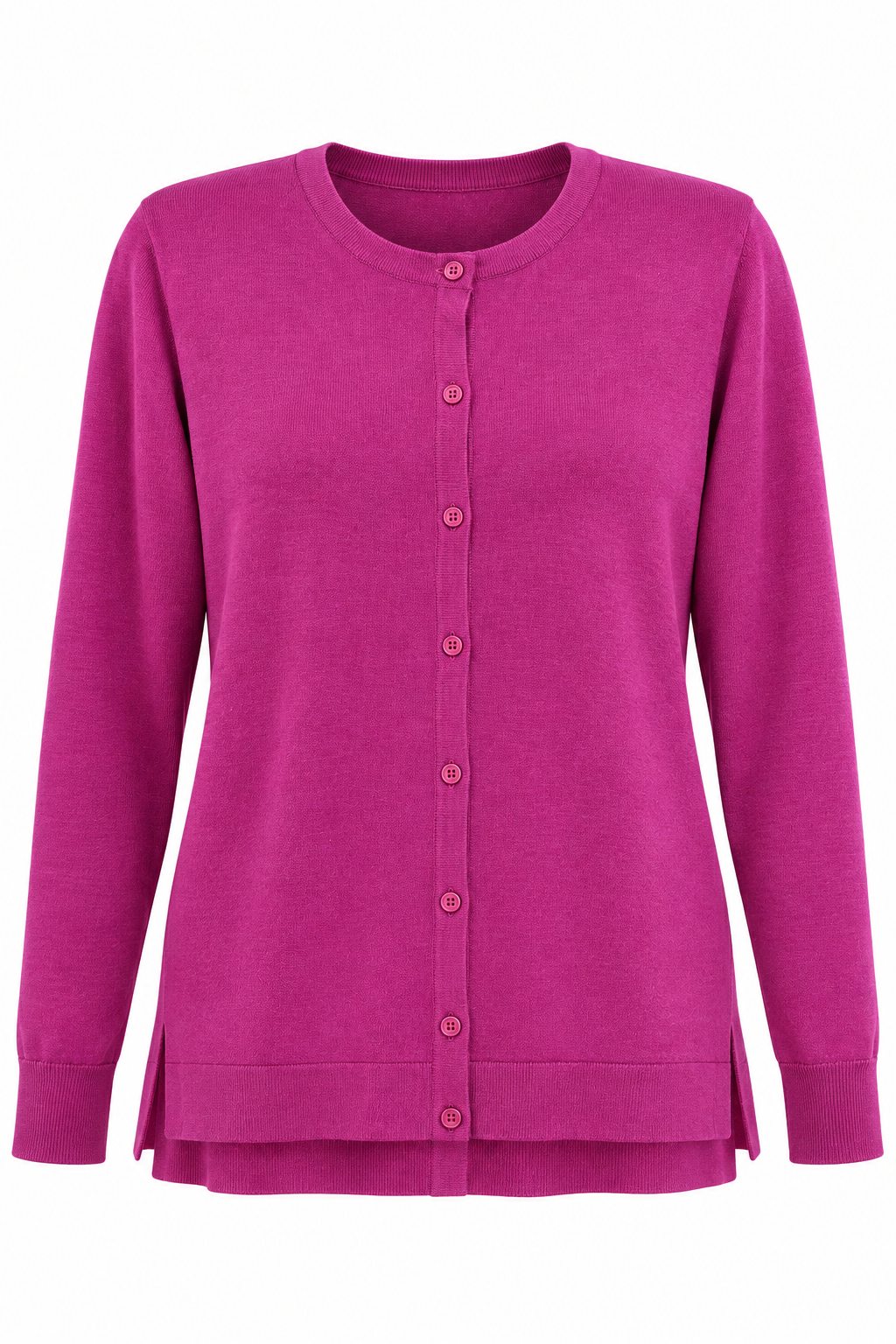 Uplove magenta cardigan sweater in size L, featuring a cozy knit fabric and button-front design.