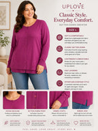 Uplove magenta cardigan sweater in size L, featuring a soft knit fabric and button-up front, displayed on a neutral background.
