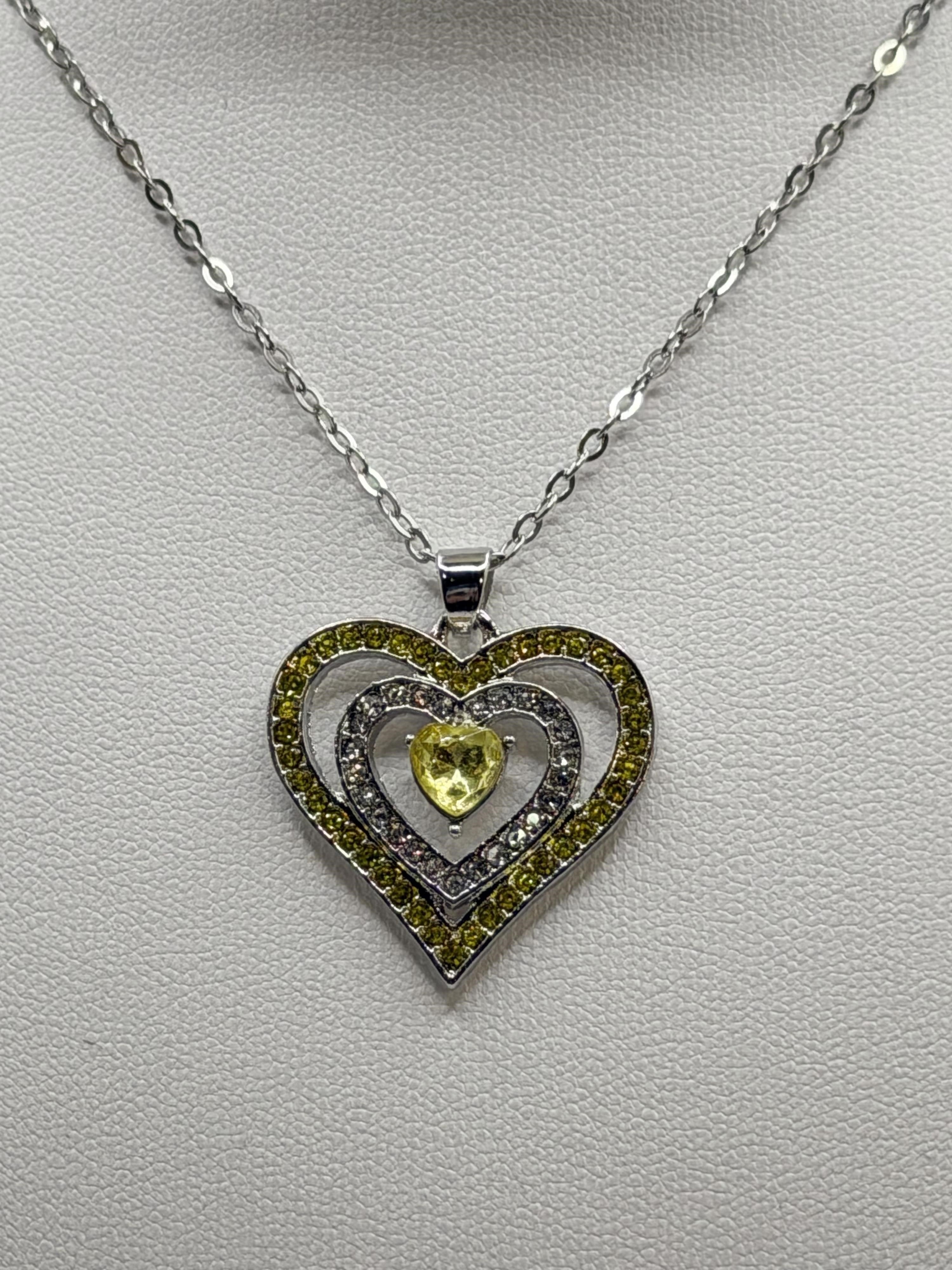 NEW Yellow Heart Pendant Necklace