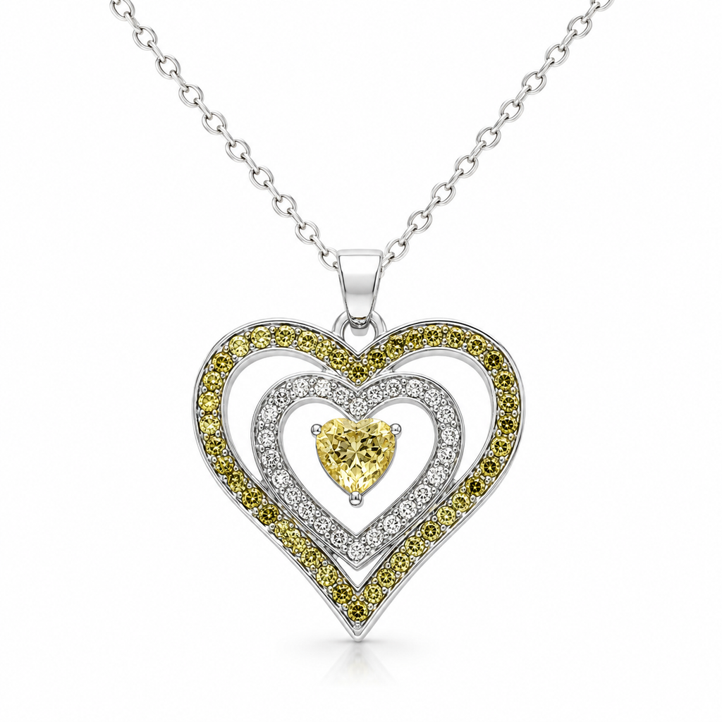 Yellow heart pendant necklace from Republic Mercantile featuring a dainty gold chain and a bright yellow heart-shaped pendant.