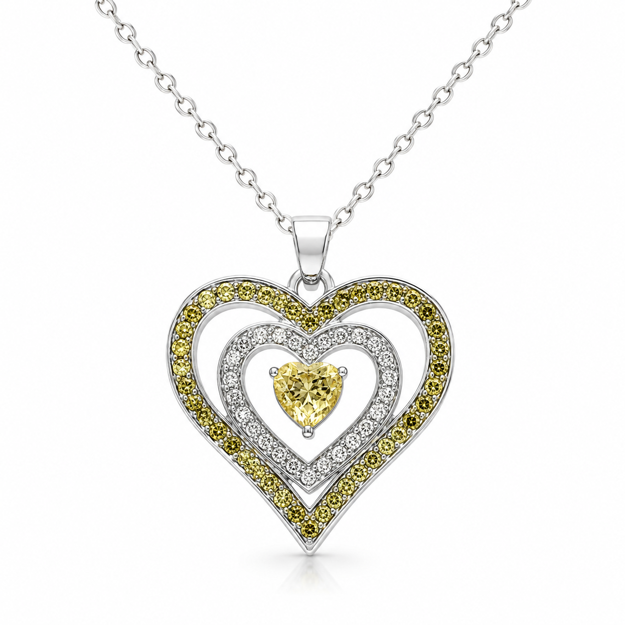 NEW Yellow Heart Pendant Necklace