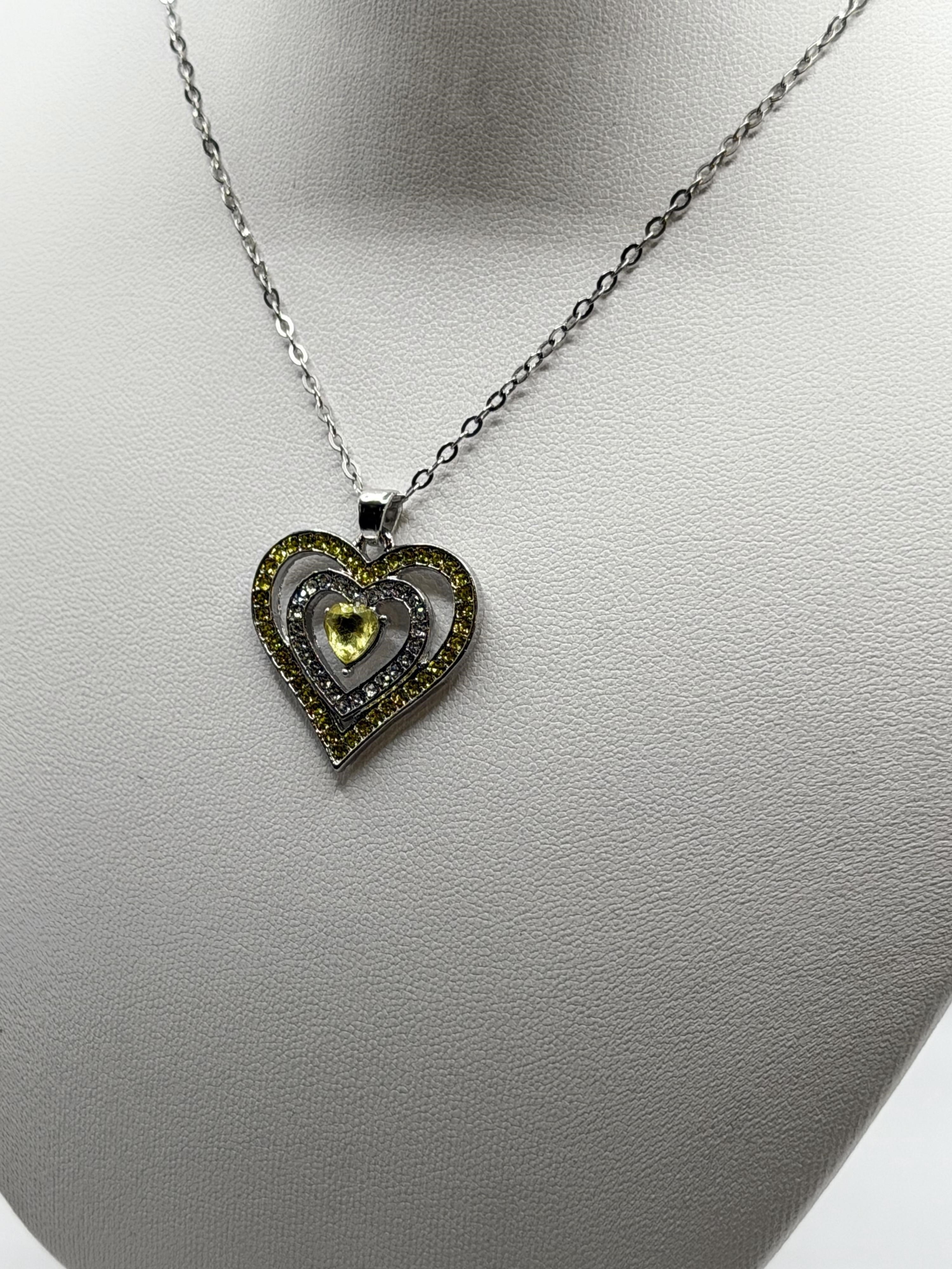 NEW Yellow Heart Pendant Necklace