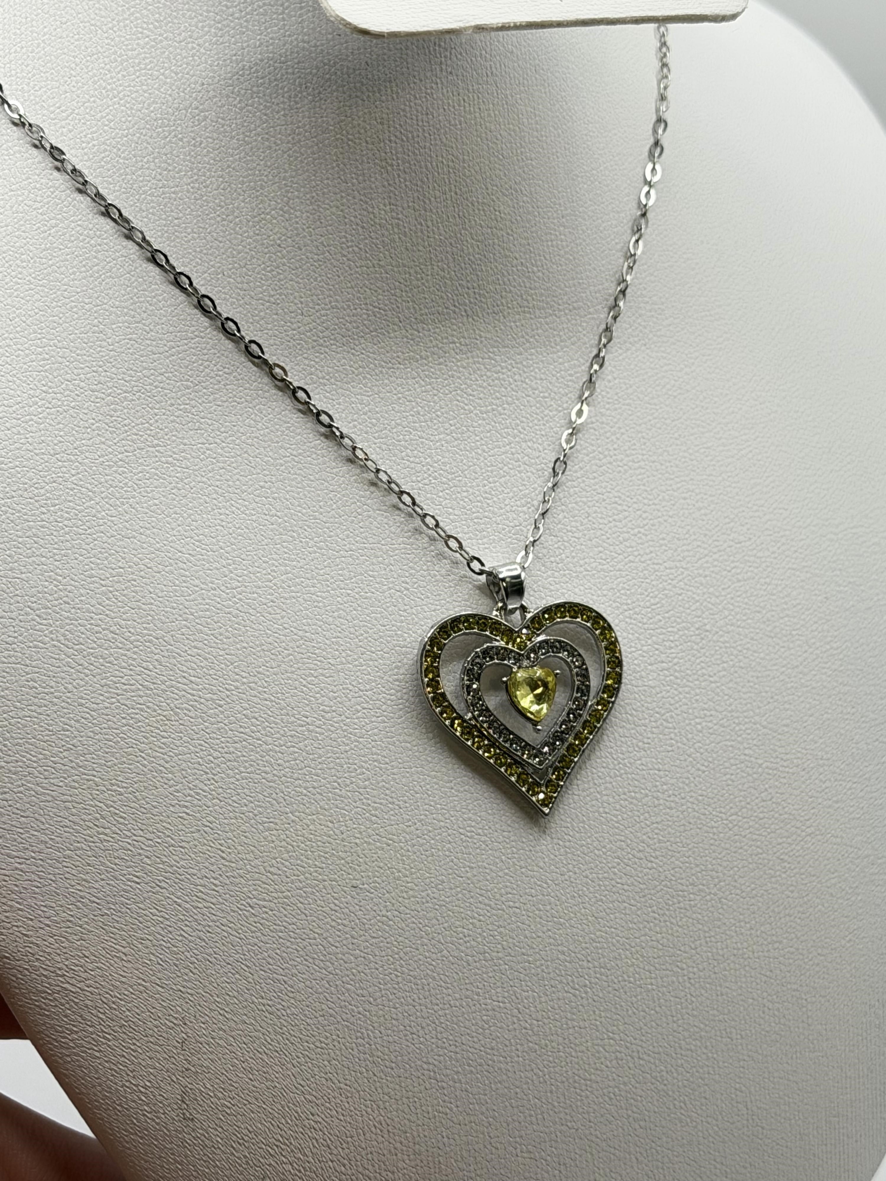 NEW Yellow Heart Pendant Necklace