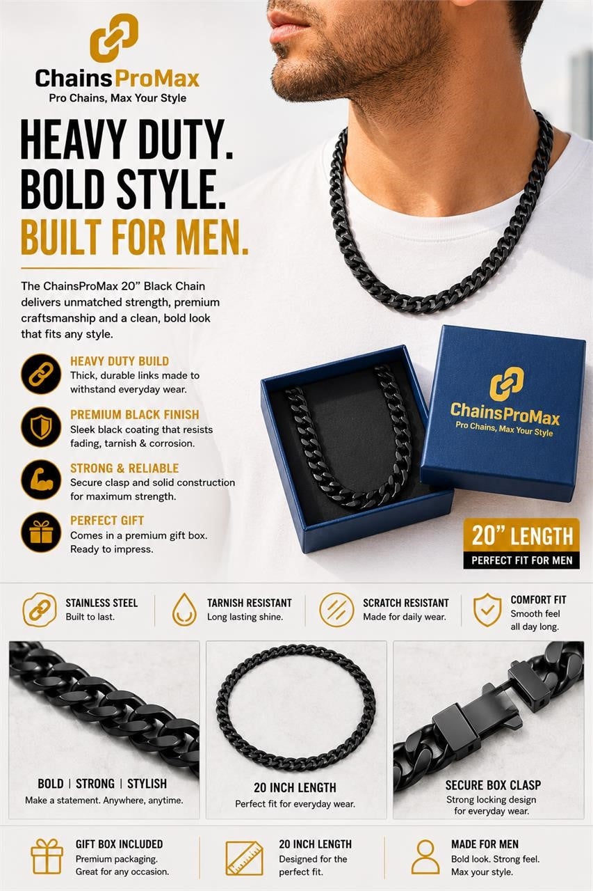 NEW ChainsProMax HD 20" Men's Cuban Chain Necklace