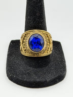 Men's US Navy Signet Ring in blue, size 9, by Republic Mercantile, featuring a detailed navy emblem and polished finish.