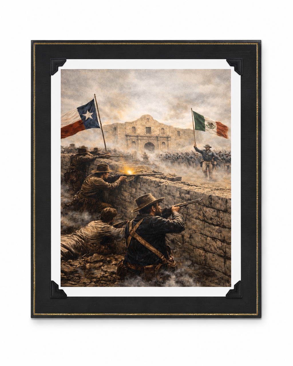 8x10 inch art print of The Alamo from the Texas Heritage Series by Republic Mercantile in a matte folder.