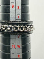 Men's silver chain-link ring on black band, size 10, with a sleek and modern design by Republic Mercantile.