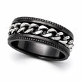 Men's silver chain-link ring on black band, size 10, from Republic Mercantile, showcasing a sleek, modern jewelry design.