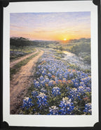 Bluebonnet art print from the Texas Heritage Series in an 8x10 inch size, displayed in a matte folder by Republic Mercantile.