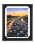 Bluebonnets artwork from the Texas Heritage Series, 8x10 inch art print by Republic Mercantile in a mat folder.