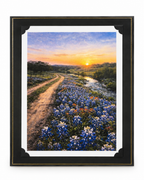 Bluebonnets artwork from the Texas Heritage Series, 8x10 inch art print by Republic Mercantile in a mat folder.