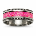 Women's pink and silver band ring by Republic Mercantile, size 11, featuring a sleek design with vibrant pink and shiny silver accents.
