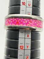 Women's pink and silver band ring in size 11 by Republic Mercantile, featuring a sleek, stylish design with a shiny finish.