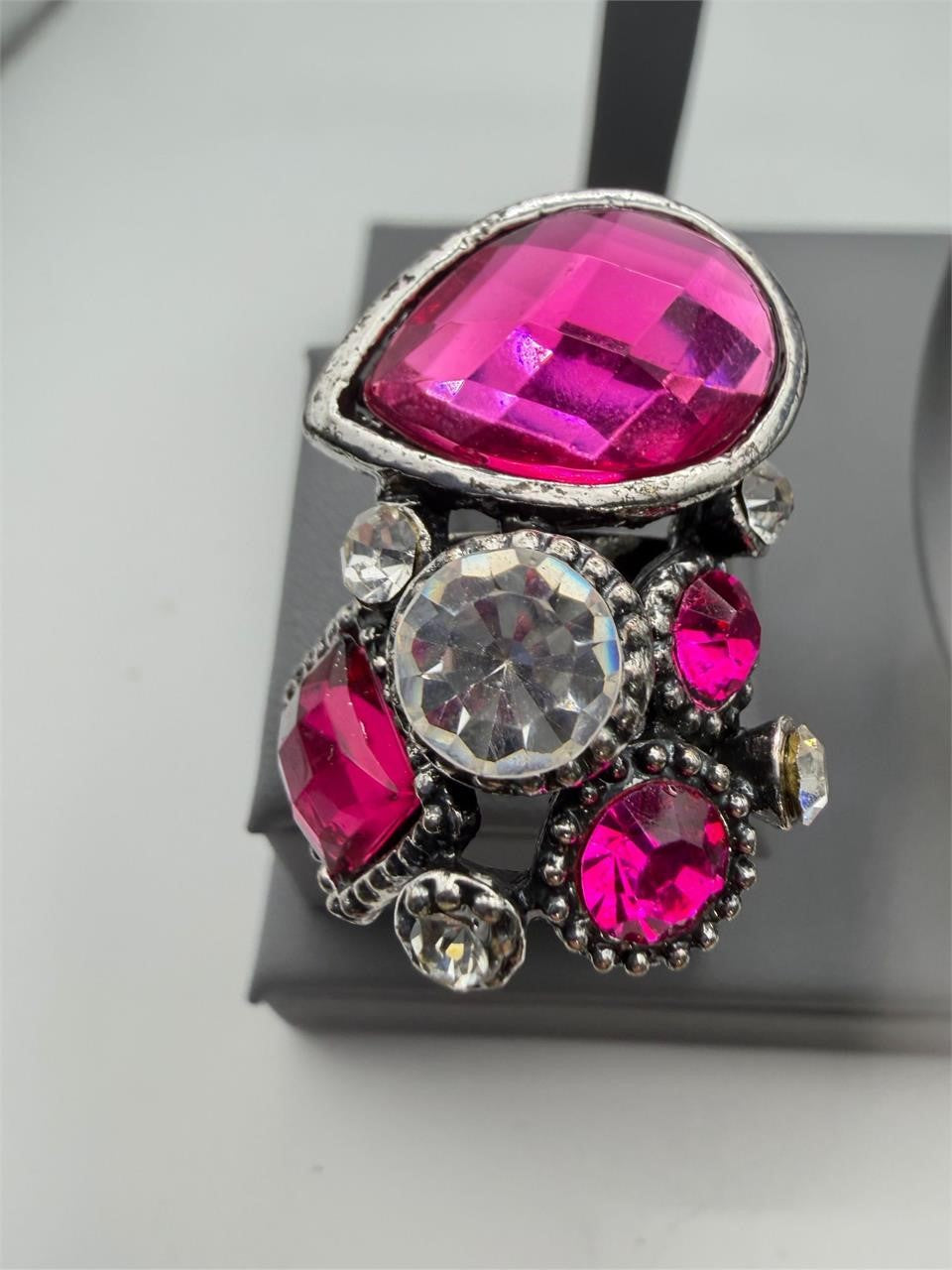 Women's elegant costume ring in size 8 with intricate design, by Republic Mercantile, displayed on a neutral background.
